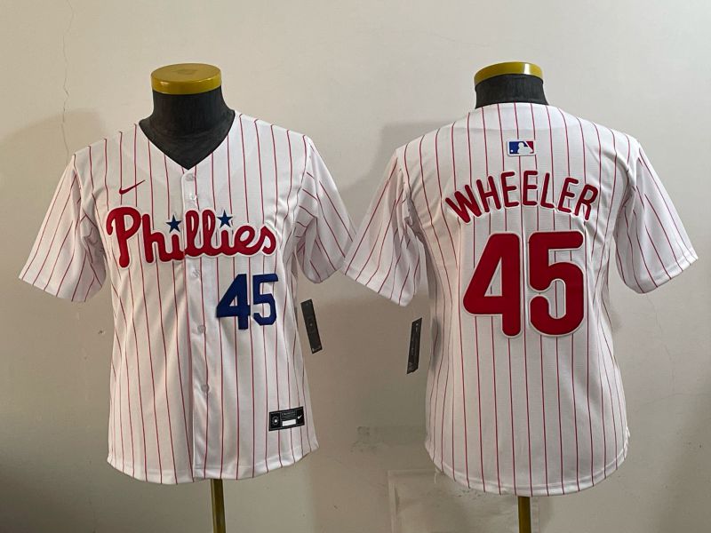 Youth 2026 Philadelphia Phillies #45 Wheeler White Game Nike MLB Jersey style 04